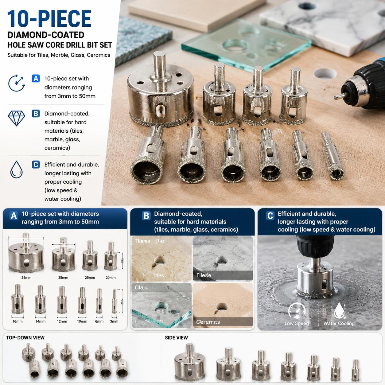 Reciprocating Saw Attachment Drill - Juego de brocas con revestimiento de