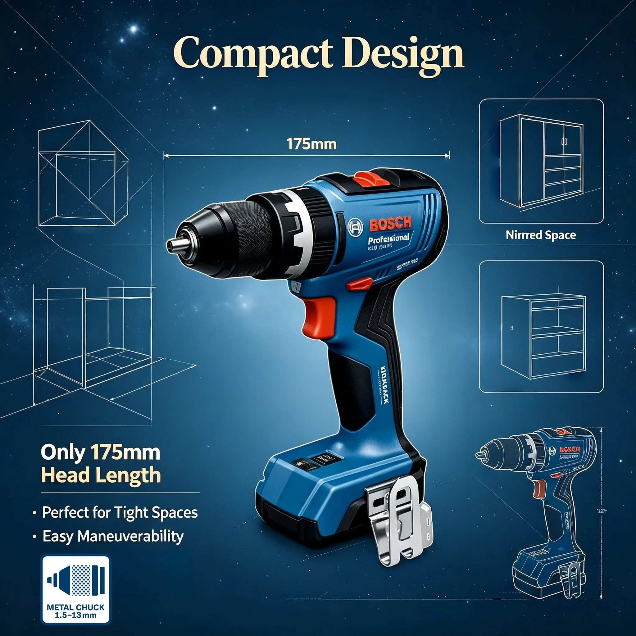 Brushless Cordless Electric Drill 18V - BOSCH GSB 18V-65 Taladro/Atornillador Inalámbrico Sin