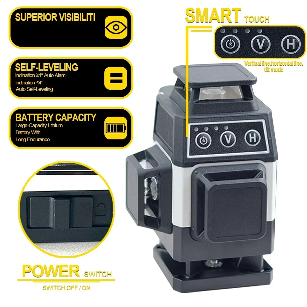 Nivel láser de 16 líneas, auto - Laser Level 16 Lines 4D Green reseña y precio