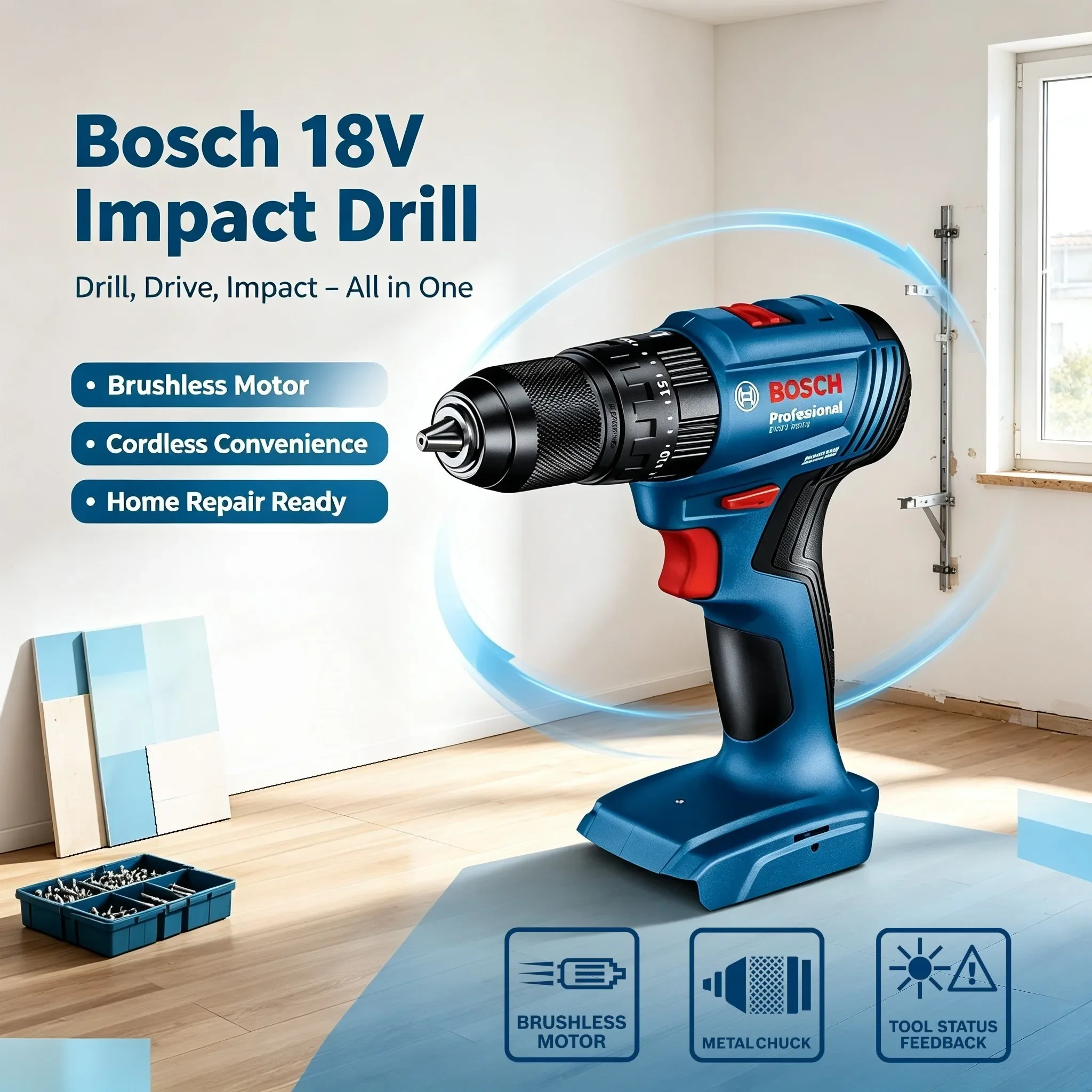 Taladro de impacto inalámbrico - Brushless Cordless Electric Drill 18V reseña y precio