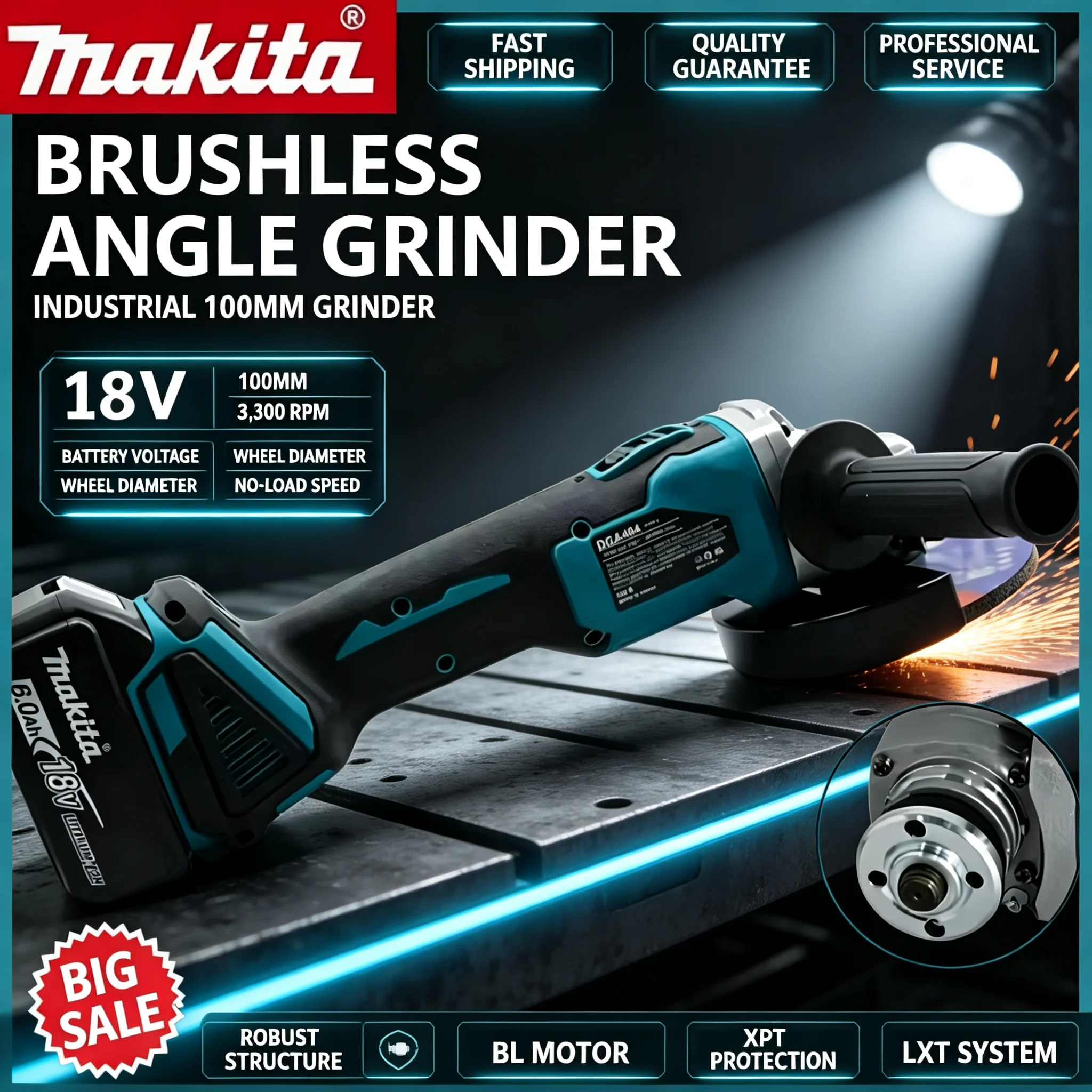 Amoladora angular Makita DGA40 - Brushless Angle Grinder Battery Powered reseña y precio